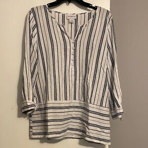 Liz Claiborne Navy and White Striped Tunic